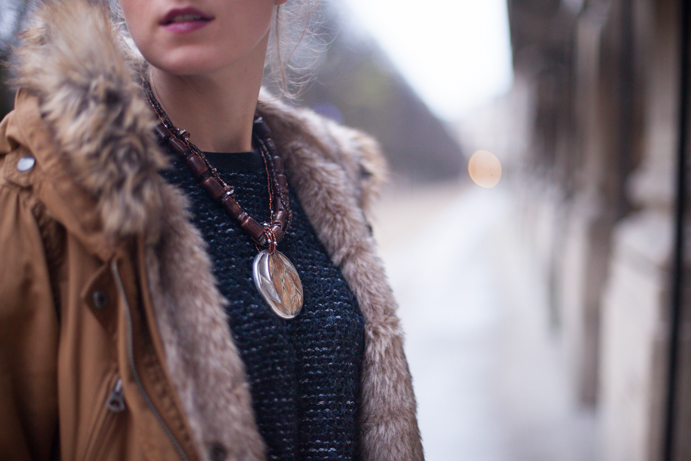 woman necklace entice winter