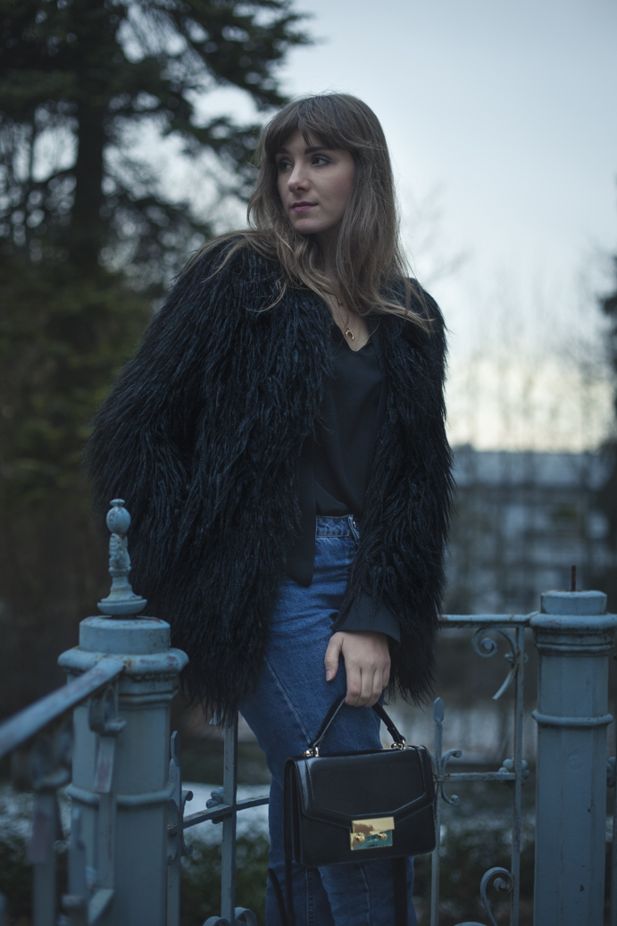 black faux fur